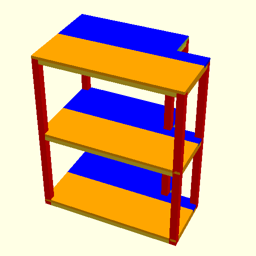 Final result of the shelf unit I designed in SCAD